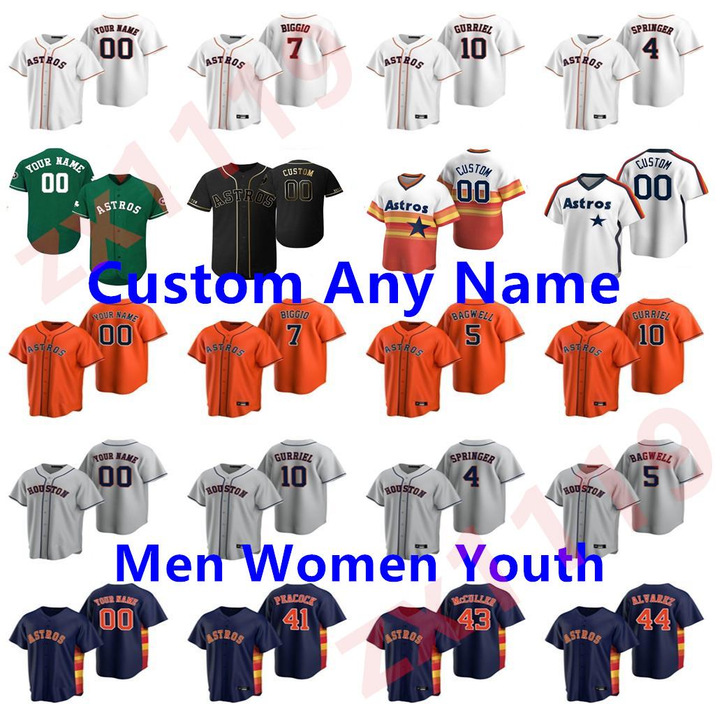 

College wear20 21 Custom Men Women kids youth Astros 27 Jose Altuve George Springer Michael Brantley Baseball 10 Yuli Gurriel 2 Alex Bregman, As pic