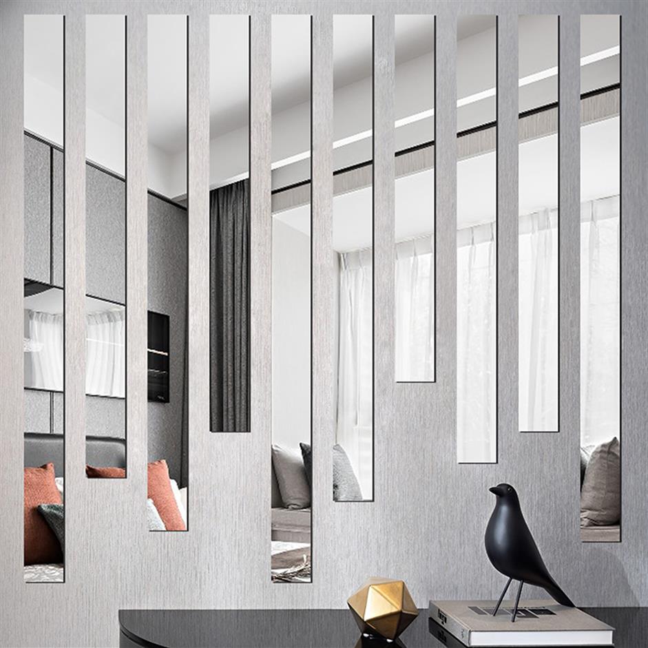

Mirror Stripe Acrylic 3D Wall stickers Living room Bedroom Simple lines Wall Decoration Restaurant TV background wall stickers 2103082511