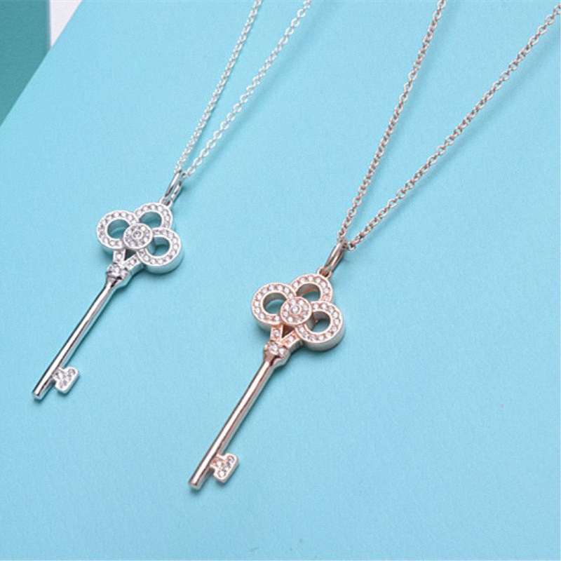 Collier de créateur de mode de luxe clé en argent 925, cadeau de vacances pour femmes avec boîte originale