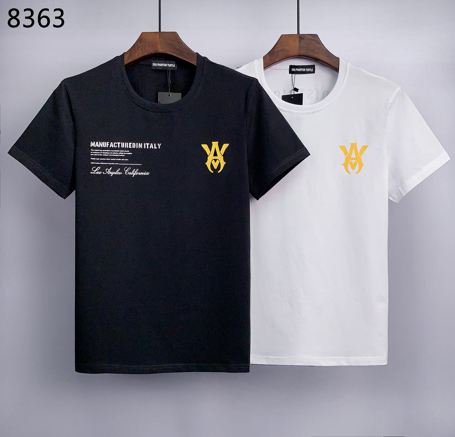 DSQ PHANTOM TURTLE Men's T-Shirts Black White FEATURING PUFFED MIKE BRAND MOTIF Men Summer Fashion Casual Streetwear Hip Hop T-shirt Tee Sho