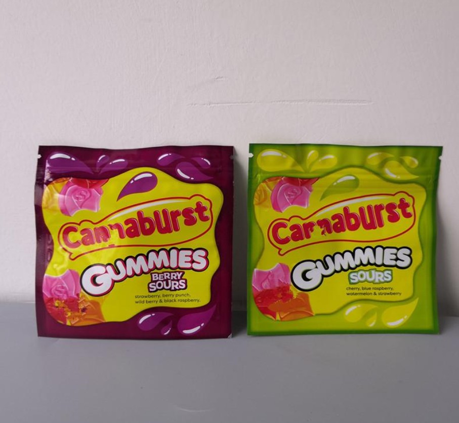 

500mg Packaging Paper Cannaburs Gummies Berry sour and Gummies Sours Bag Packaging rope bags candy edibles bags