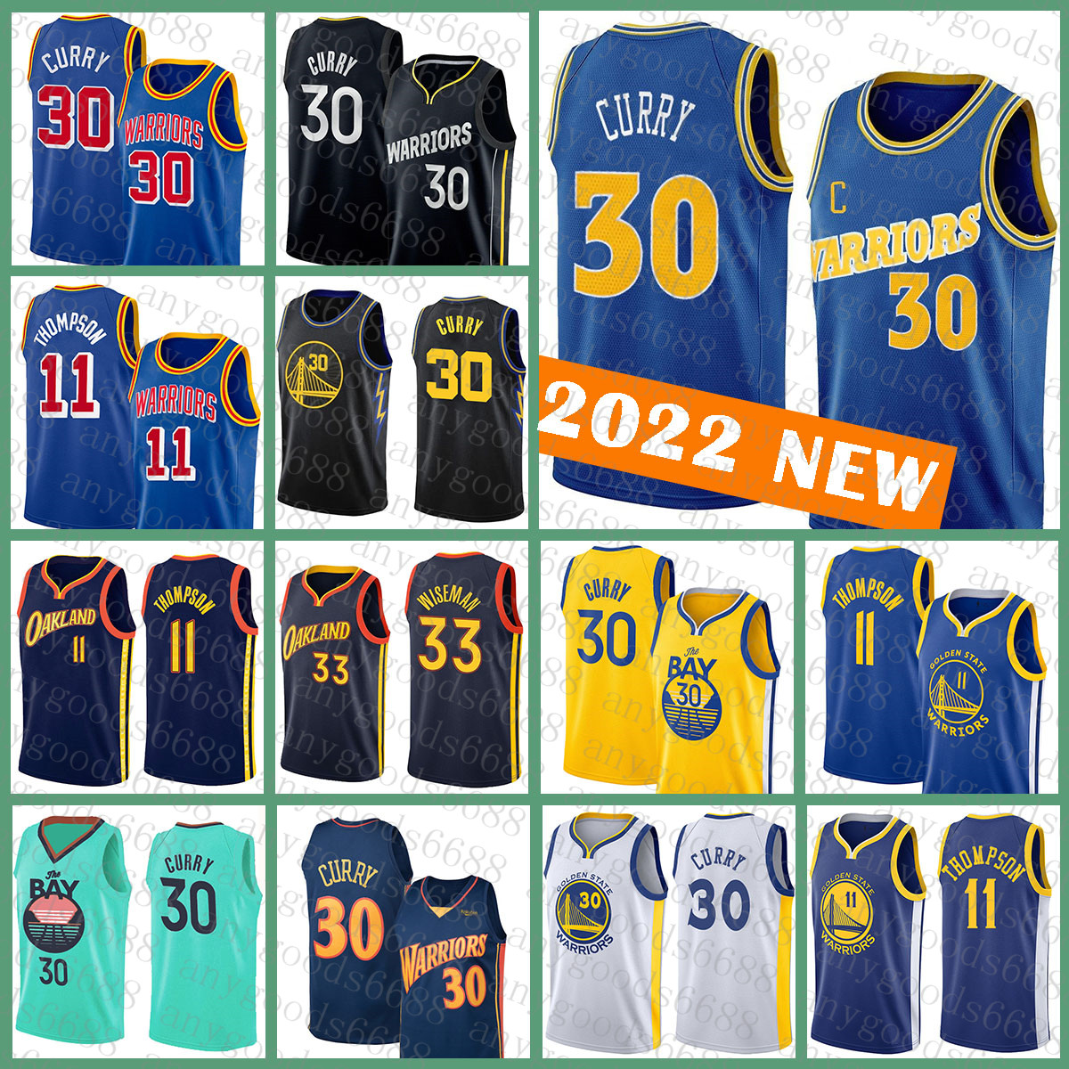 

Stephen Curry Basketball Jersey Golden''State''Warriors''Men 30 33 11 Blue James Wiseman Klay Thompson 568