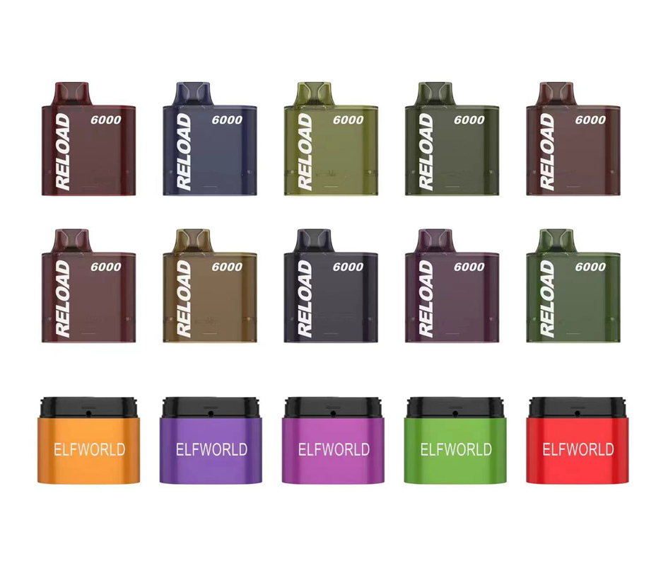 

ELF WORLD ELFWORLD RELOAD replaceable POD system disposable vape 2% 5% strength NIC prefilled 12ml 6000 puffs 650mah rechargeable battery mesh coil vapes LOWIT