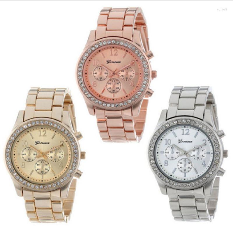

Wristwatches Classic Luxury Casual Geneva Diamond High-end Fashion Steel Belt Men's And Women's Watches Quartz Women, Gold