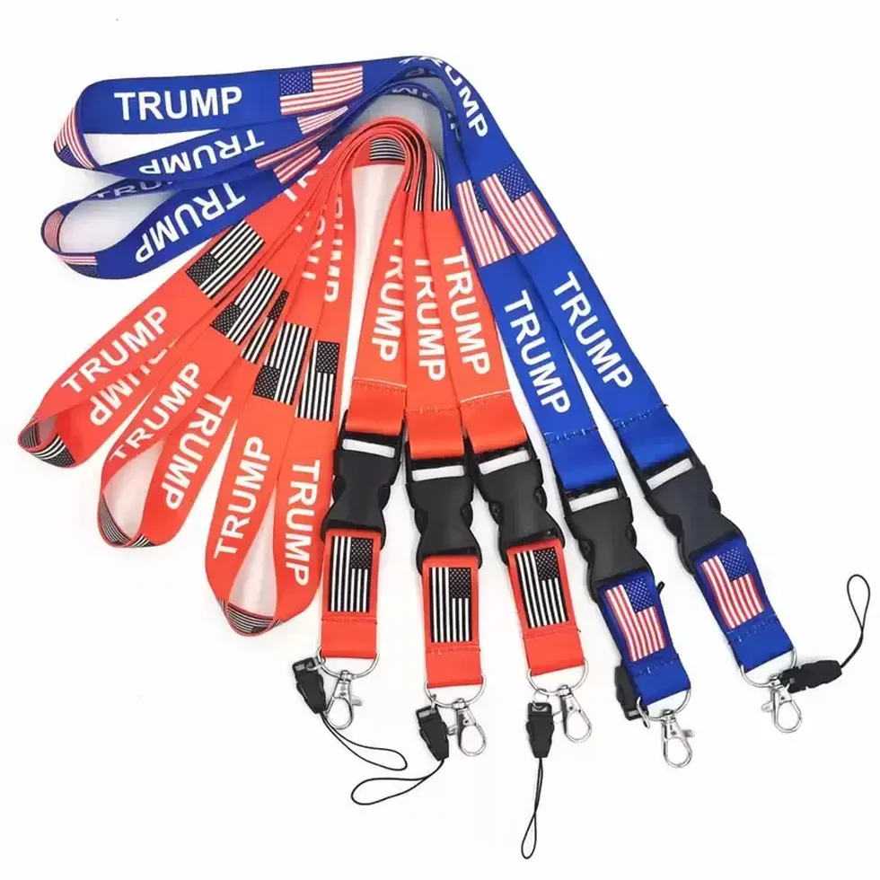 

New Trump Lanyards Keychain Party Favor USA Flag ID Badge Holder Key Ring Straps for Mobile Phone Fast Delivery