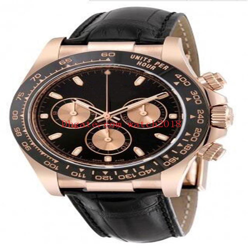 

Luxury Watches 40mm 116518 116515 116519 Diamond White Black Dial Mechanical Automatic Black Brown Leather Strap Men's Wristw321Q