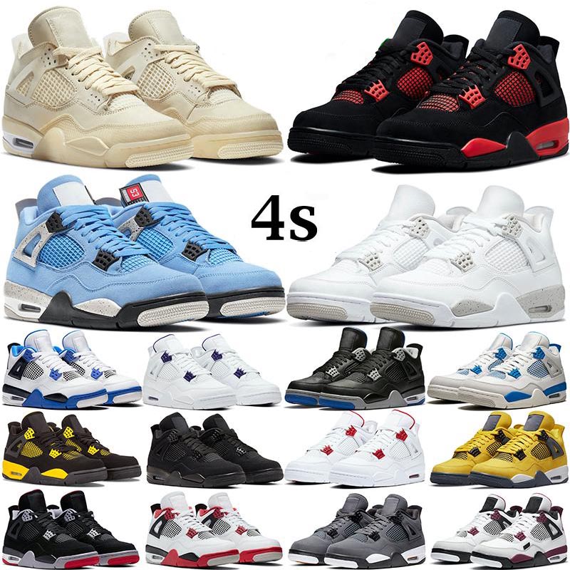 

Jumpman 4 Basketball shoes Mens Womens Bred 4s UNC Black Cat University Blue The Cactus White Grey Women Pure Royalty Men Sport Sneakers size 36-47, With original box