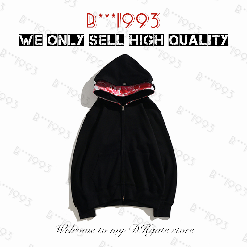 

High quality tiger Mens hoodies designer men women Shark full zip hoodie jacket color grid Harajuku sweatshirt Fashion co-branding Luminous camouflage hoodys H3-5, 1 button