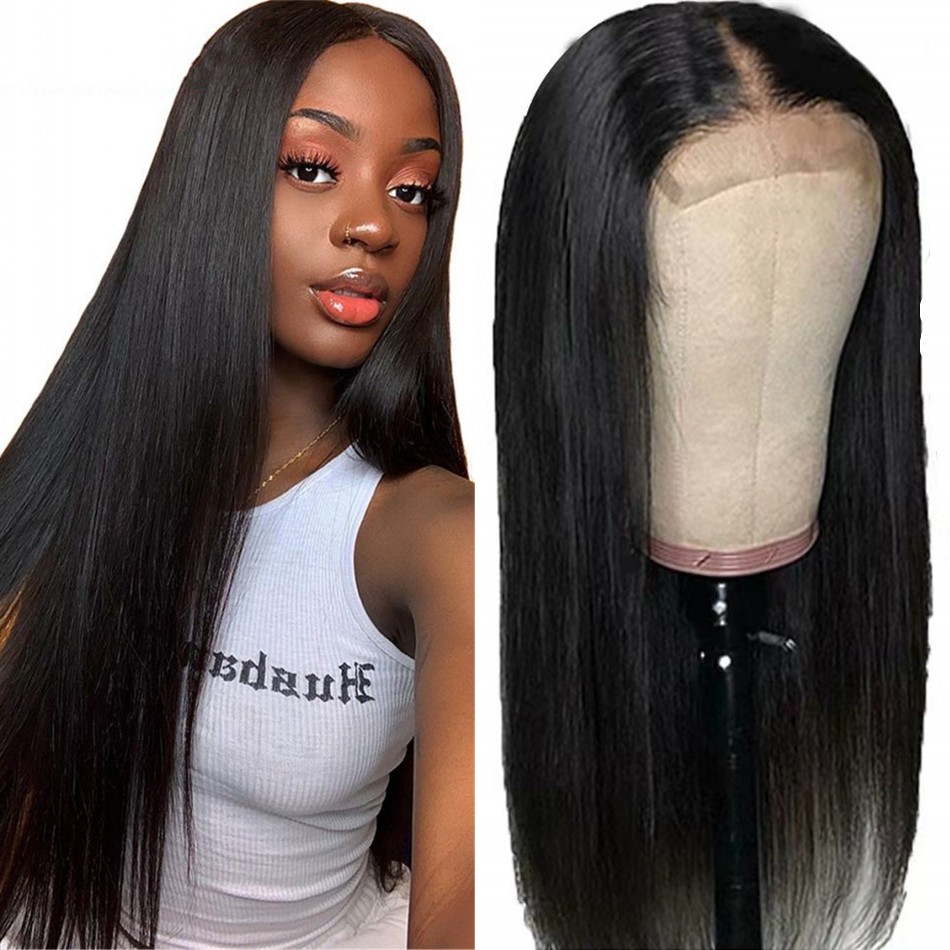 

4x4 HD Lace Closure Wigs Human Hair For Women 130% Straight Malaysian Remy Hair Wig Natural Color Pre Plucked