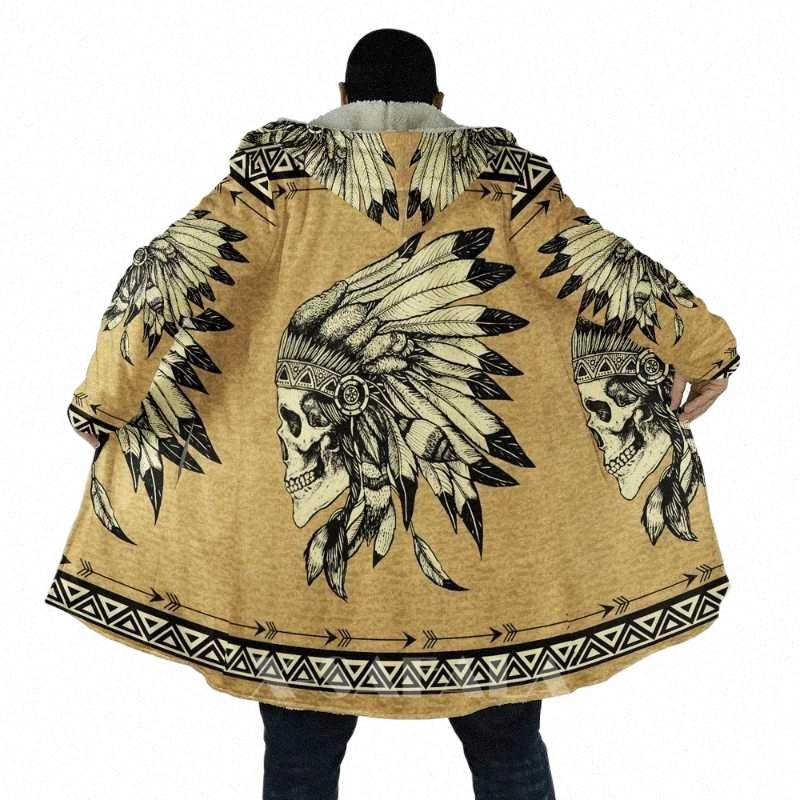 

Men's Wool & Blends men's Wool & Blends Native Totem Feather Eagle Skull All Over 3D Printed Thick Warm Hooded Cloak For Men Windproof Fleece Unisex Casual-49 9148#, D182