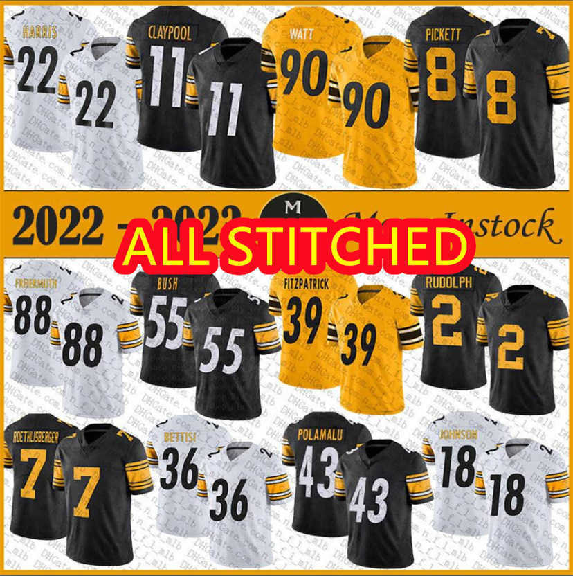 

Custom T.J. Watt Jersey Pittsburgh''Steelers''8 Kenny Pickett Najee Harris Minkah Fitzpatrick Mitchell Trubisky Devin Bush Chase Claypool Football Jerseys color