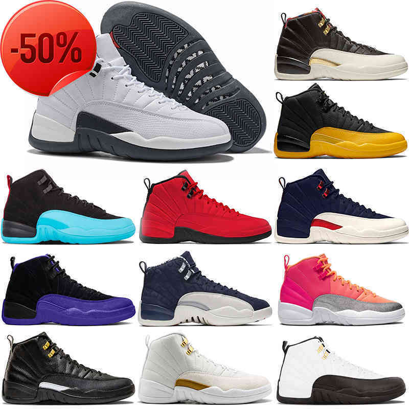 

Boots 12 Men Basketball Shoes Jumpman 12s Stone Blue Dark Concor Cllege Navy Bulls Gym Red Fiba Black Nylon Reverse Taxi Mens Trainers Sneakers