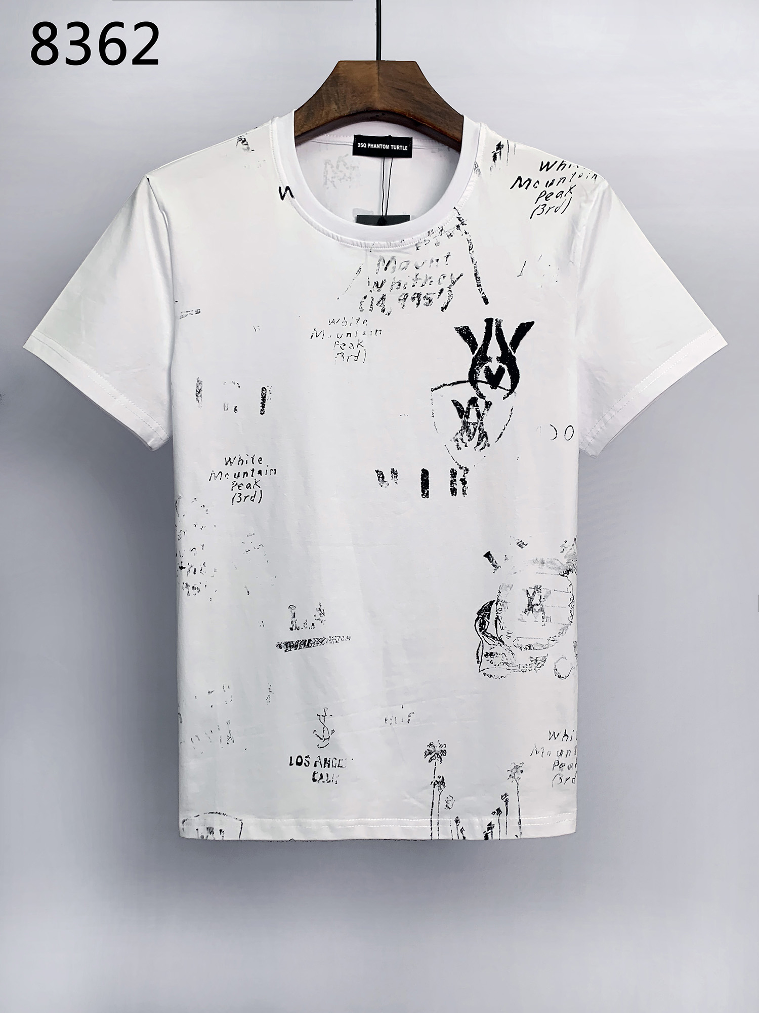 DSQ PHANTOM TURTLE Men's T-Shirts Black White FEATURING PUFFED MIKE BRAND MOTIF Men Summer Fashion Casual Streetwear Hip Hop T-shirt Tees Sh
