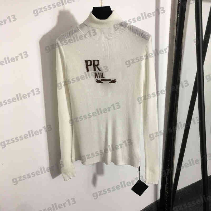 

Luxury Womens Sweaters Pd Chest Letter Logo Designer Thin Sweater Turtleneck Long-sleeved Knitted Bottoming Shirt Fashion Brand Women Sweater Tops, Extra shipping