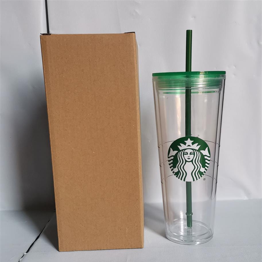 

Starbucks Grande Insulated Travel Tumbler 24 OZ Double Wall Acrylic Double-wall Green plastic straw292U, Starbucks double cup