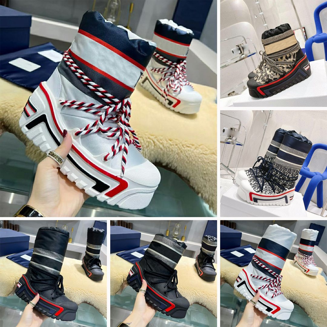 

Moon Boots Designer Snow Boots Women Alps Winter Cotton Warm Platform Luxury Waterproof Nylon Oblique Shiny Skiing Tall Comfort Footwear Size 35-40, Customize