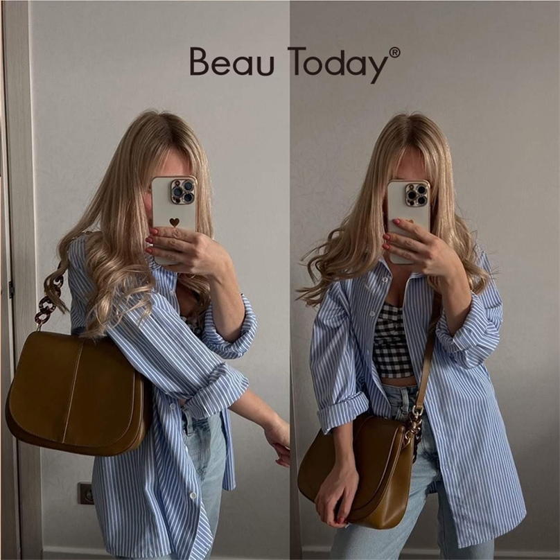 

Evening Bags BeauToday Shoulder Handbags Women Leather Texture Acrylic Chain Hand Carry Simple Female Messenger 62036 220901, Green