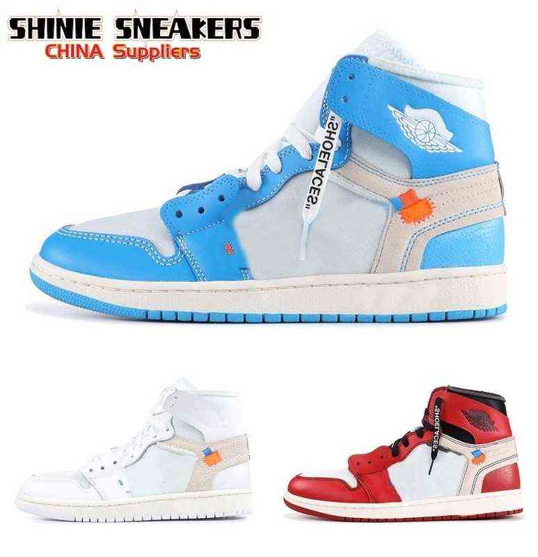 

Shoes Newest Off Authentic 1 High UNC Men Women White Powder University Blue Dark Cone Black Red Chicago Sneakers, 27