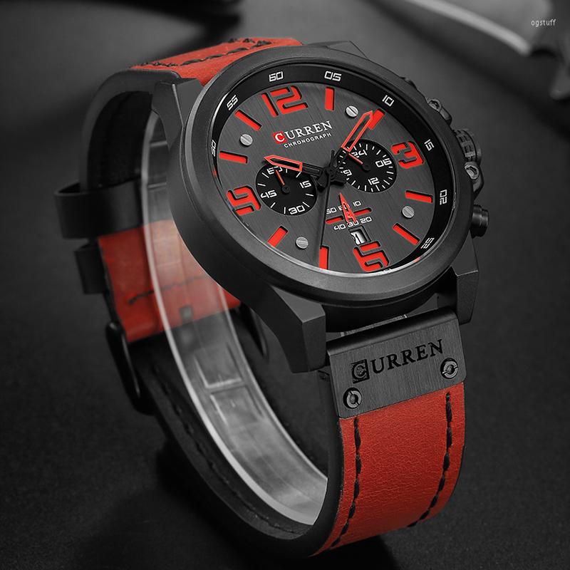 

Wristwatches CURREN Men's Big Dial Chronograph Watches Top Men Military Sport Wristwatch Quartz Watch Relogio Masculino, Blackbrown