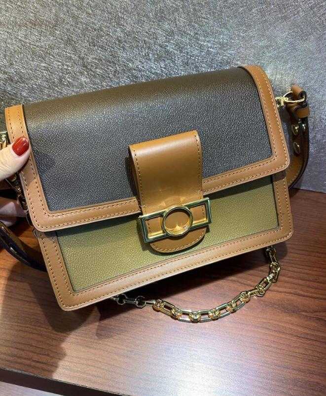 

Designer Bags Top Quality 20cm 25cm Fashion DAUPHINE Handbags Purses Classic metal Hasp Bag Wo, Khaki