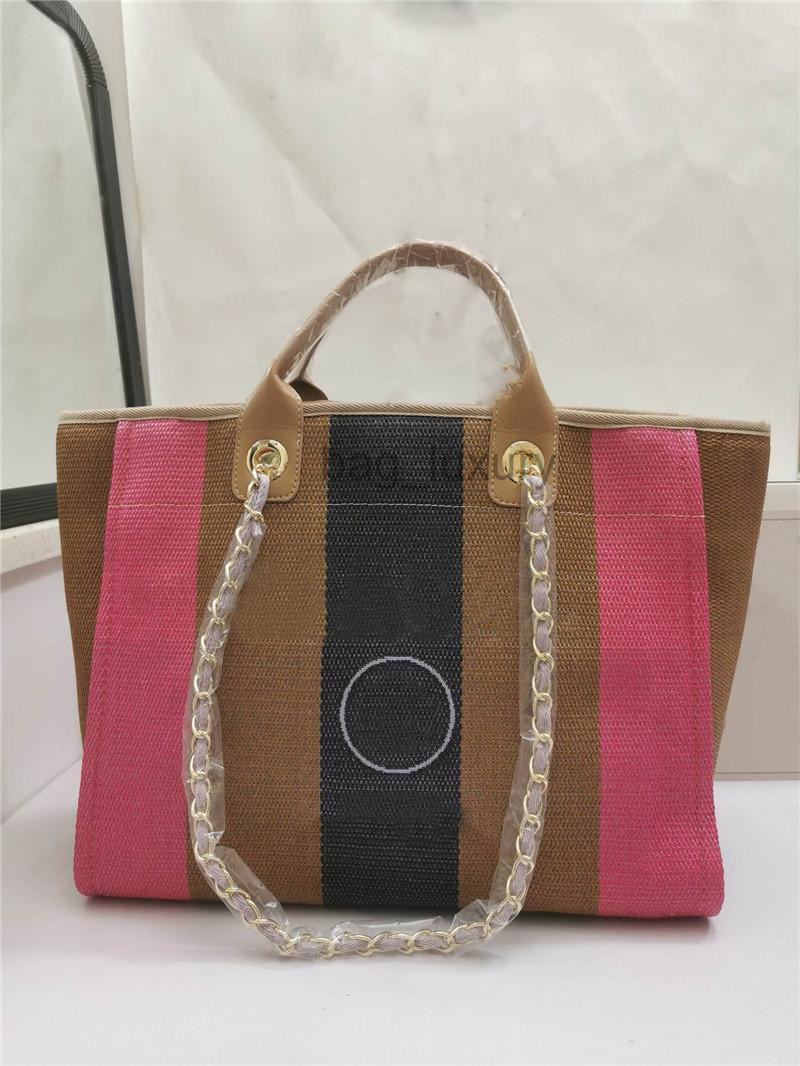 

Designer bag Luxury A66941 Deauville Chain Pearl large Tote GM 2Way Shoulder Bag Canvas Beige Shopping Purse Woman Light Pink Totes Size 39x20x30cm New, 88