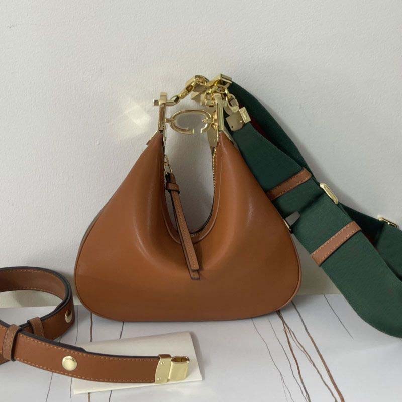 

Crescent Bag Retro Crossbody Hobo Bags Women Handbags Shoulder Croissant Bags Clutch Purse Old Flower High Quality Canvas Genuine Leather Adjustable 2 Straps