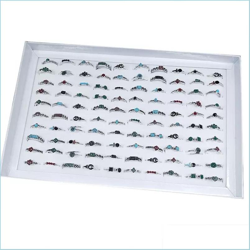 

Band Rings Vintage Antique Sier Color Band Metal Heart Geometry Diamond Love Rings For Women Mix Style Fashion Jewelry Party Vipjewel Dhoey