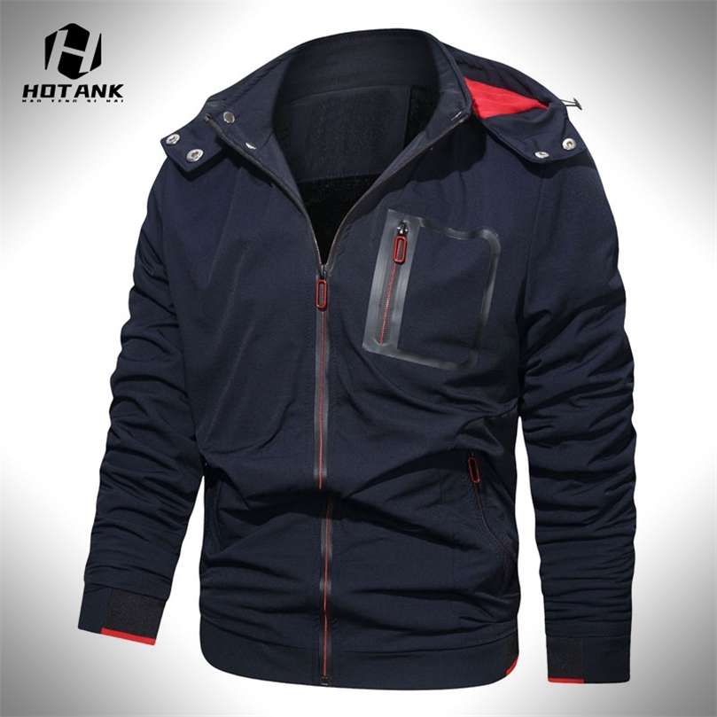Mens Jackets Autumn Casual Windproof Jackets Men Winter Fleece Coats Military Outerwear Hooded Bomber Jacket Mens Solid Zipper Outwear 220902
