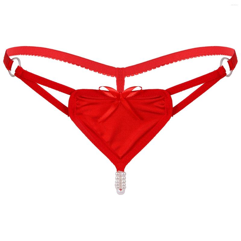 

Women's Panties Sexy Cute Women Girls Low Waist G-string Briefs Adjustable Elastic Waistband Artificial Pearls Thong T-back Underwear, Black