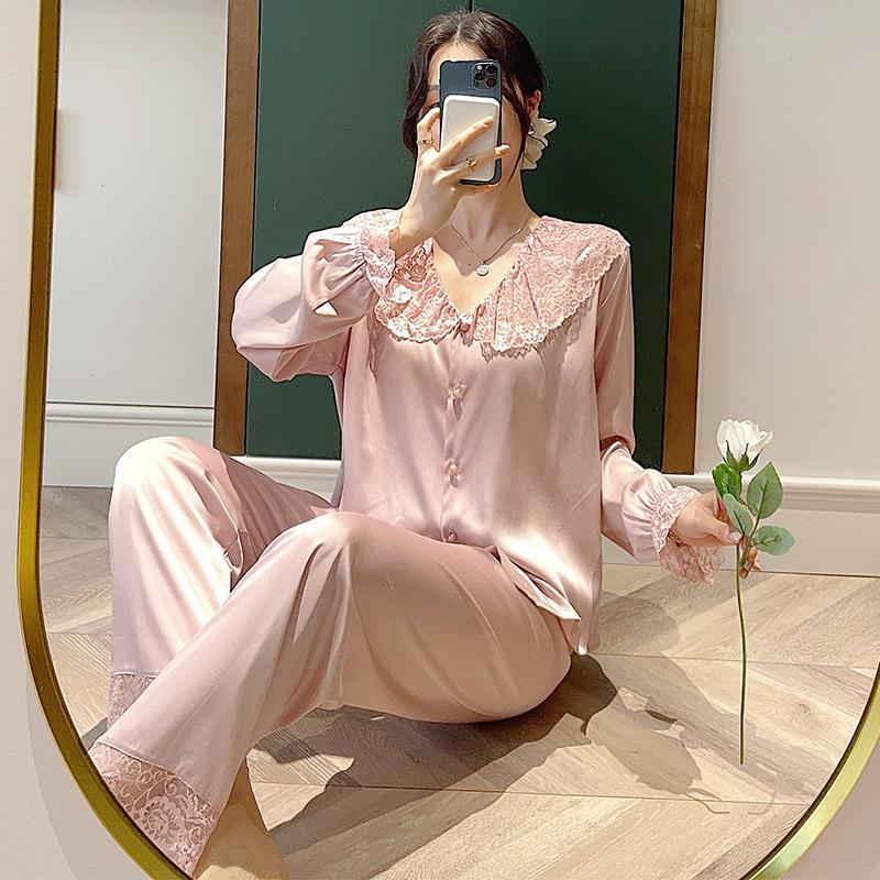 

Loungewear Home Sleepwear Clothing Women Intimate Lingerie Cute Pink Lace, White b