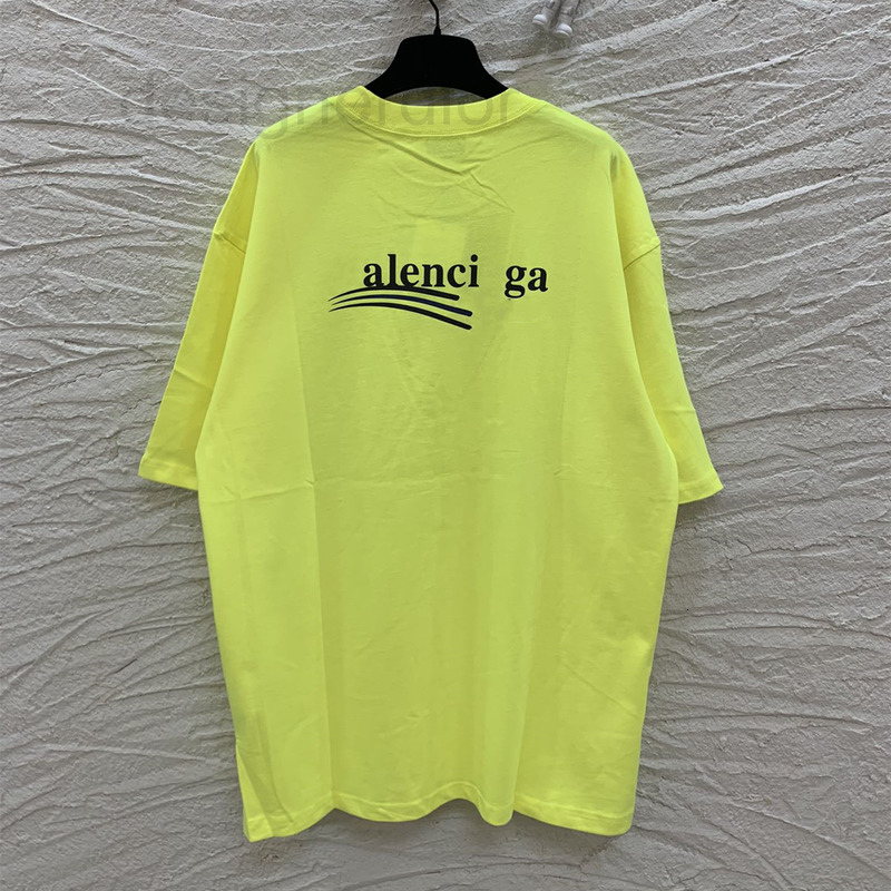 

Men's Hoodies & Sweatshirts designer High version summer new Paris B Cola series OS loose men's and women's fluorescent green short sleeved T-shirt 8UKF, 2# packing bag