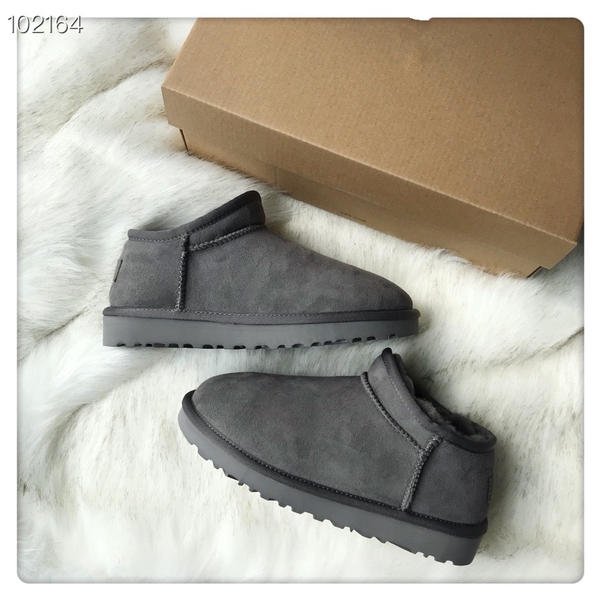 

Classic Warm Boots Snow Boot Ankle Boots Womens Mini Half Winter Full Fur Fluffy Furry Satin Booties Slippers, Grey
