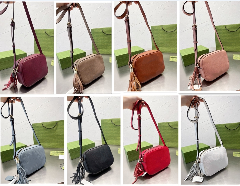 

5A Genuine leather High Quality Shoulder Bags Black Handbags Wallet Handbag Women Bags Crossbody Soho Bag Disco Fringed Messenger Bags Purse 22cm, Deep red