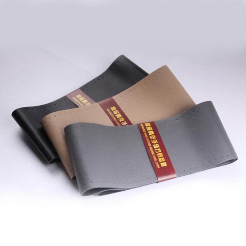 

Steering Wheel Covers Universal Car Cover Genuine Leather Stitch On Wrap