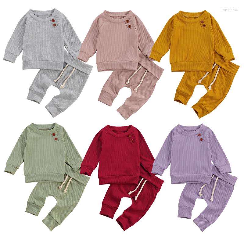 

Clothing Sets Wallarenear Born Baby 2-piece Outfit Set Long Sleeve Solid Color Top Pants For Boys Girls Autumn