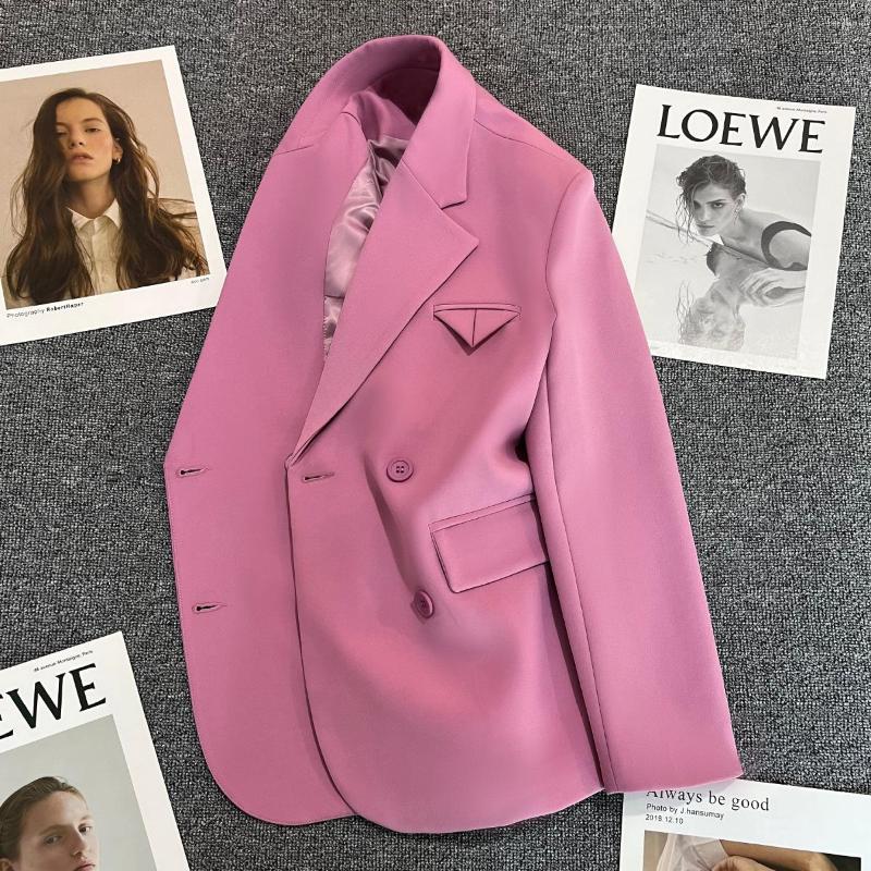 

Women' Suits Spring 2022 Double-breasted Design Fashionable Temperament All-match Small Suit Purple Pink Jacket, Rose red