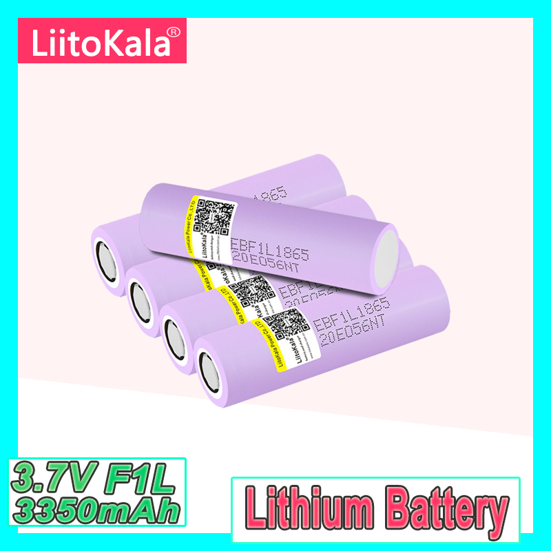 

LiitoKala original 18650 battery 3350 mAh F1L discharge rechargeable 3.7V batteries flat / button top for flashlight power tools