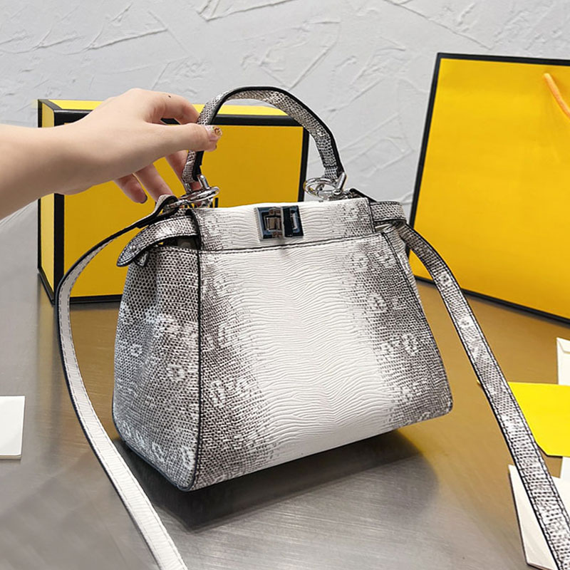 

23cm Peeka Boo Tote Bag Women Handbags Crossbody Shoulder Bags Shop Bags High Quality Genuine Leather Twist Lock Purse Silvery Hardware Removable Strap Lady Pouch, Box