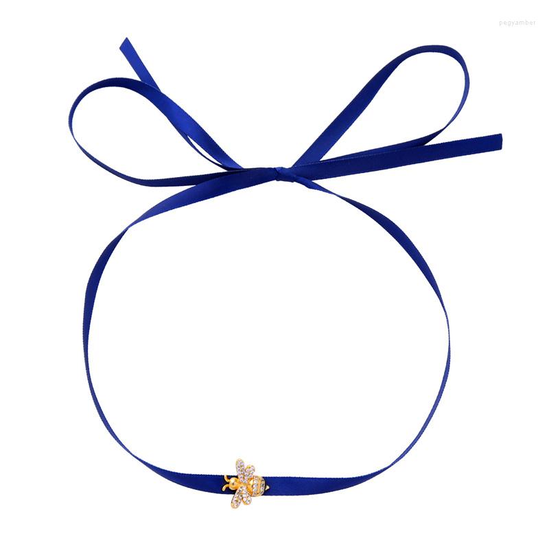 

Choker Sexy Vintage Red Ribbon Necklace For Women Fashion Jewelry Luxury Zircon Bee Animal Statement Necklaces Accessories