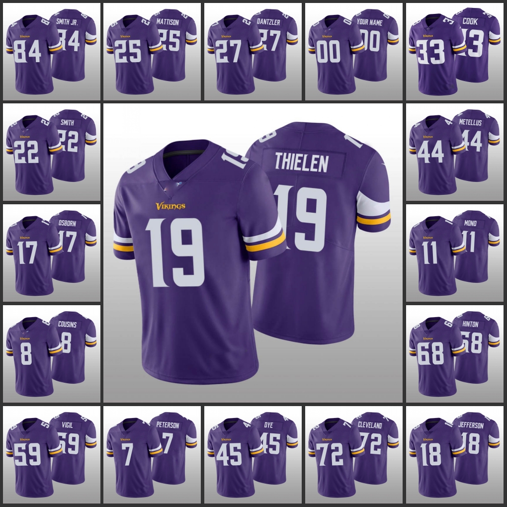 

Jersey Wholesale Custom Minnesota''Vikings''Men #33 Dalvin Cook 8 Kirk Cousins 19 Adam Thielen''NFL''Women Youth