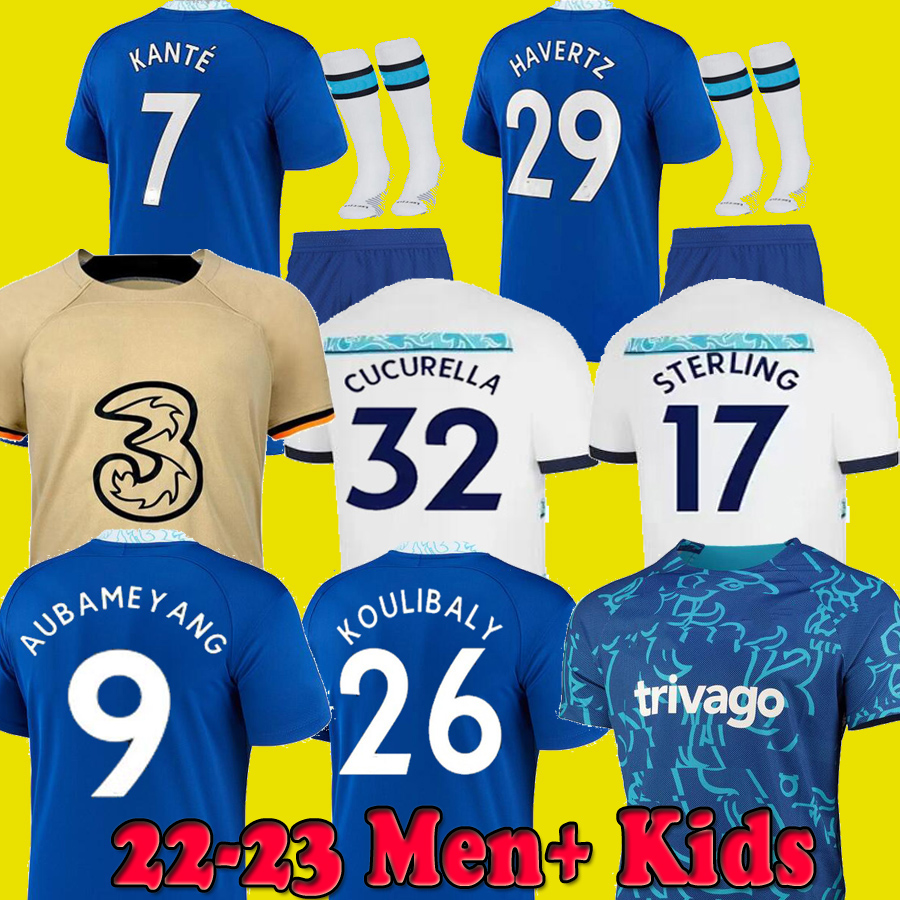 

2023 CFC soccer jerseys STERLING Fofana Casadei Cucurella KOULIBALY PULISIC MOUNT KANTE HAVERTZ CHILWELL 2022 Chukwuemeka football shirt 22 23 men kids kit sets 3XL, Kids 22 23 home