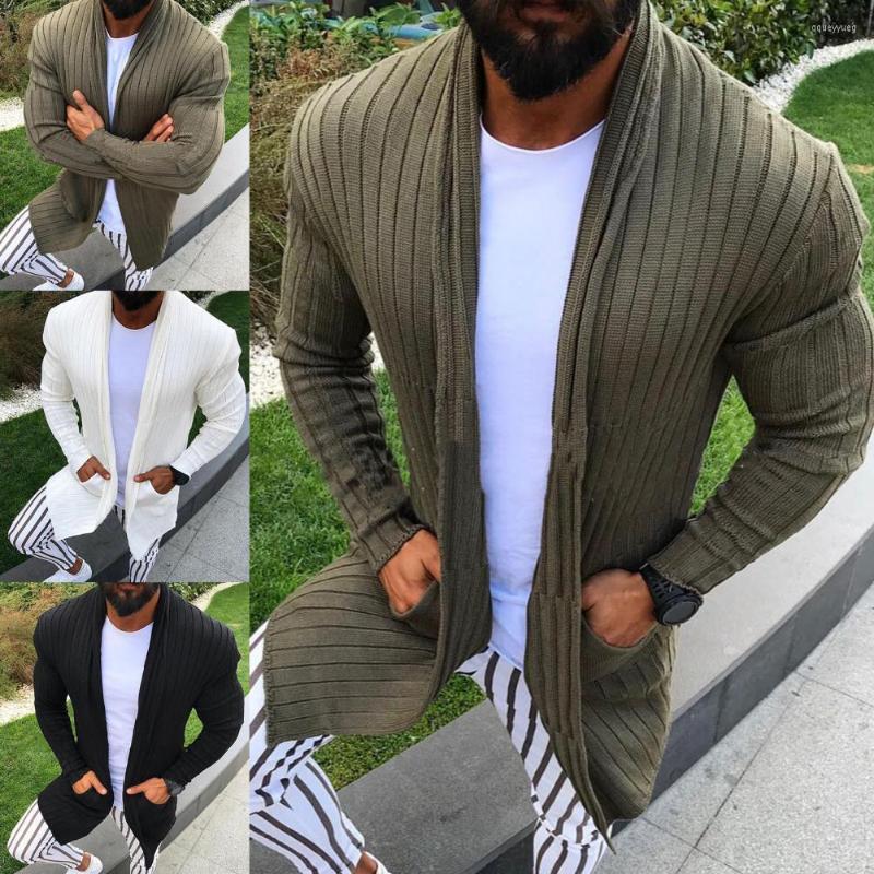 

Men's Sweaters Open Stitch Pockets Soft Men Cardigan Sweater For Home Coat, White