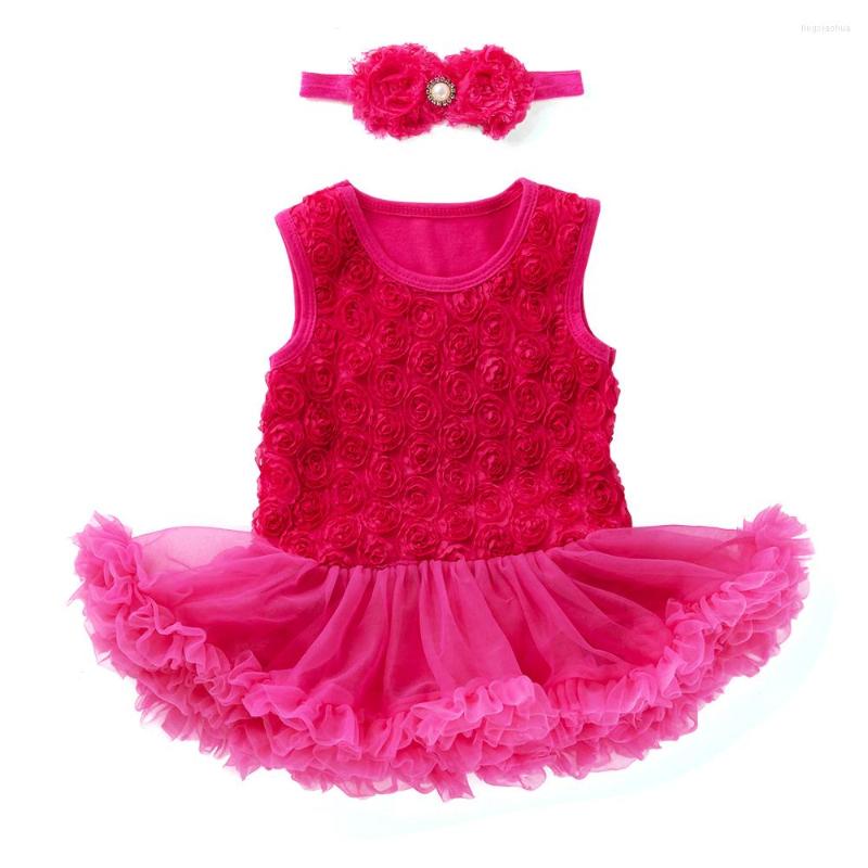 

Clothing Sets Born Flower Romper Dress Baby Girls Sleeveless Set Infant Jumpsuit Headband First Walkers Suit Lace Ruffles Pajamas, Hw2017
