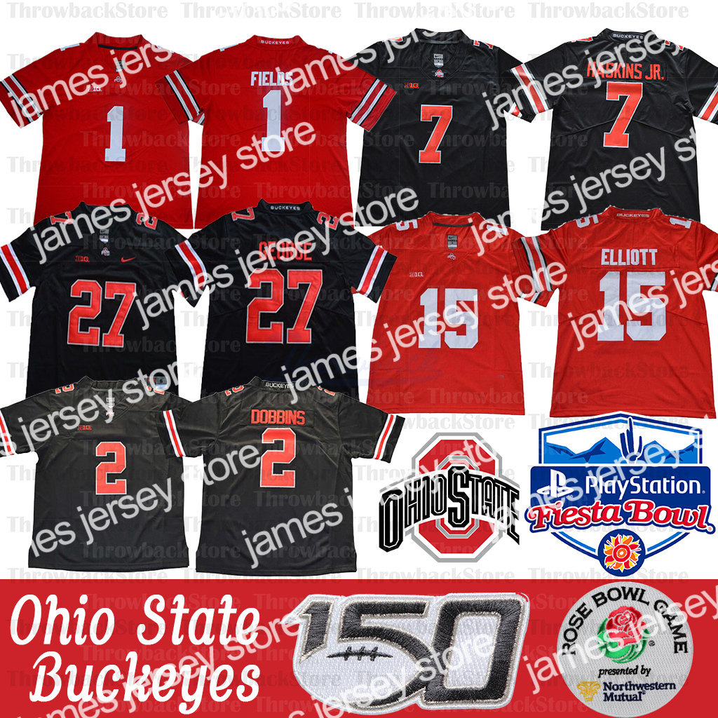 

Football Jerseys NCAA Ohio State Buckeyes Justin Fields Jersey 2 Chase Young JK Dobbins 15 Elliott Dwayne Nick Bosa Archie Griffin Eddie George 150TH Patch, Black/no patch