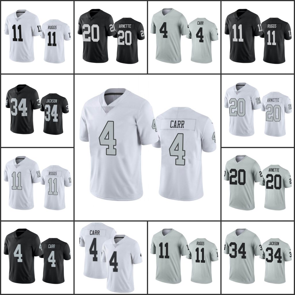 

Jersey Wholesale Custom Las Vegas''Raiders''Men #4 Derek Carr 34 Bo Jackson 11 Henry Ruggs''NFL''Youth Women