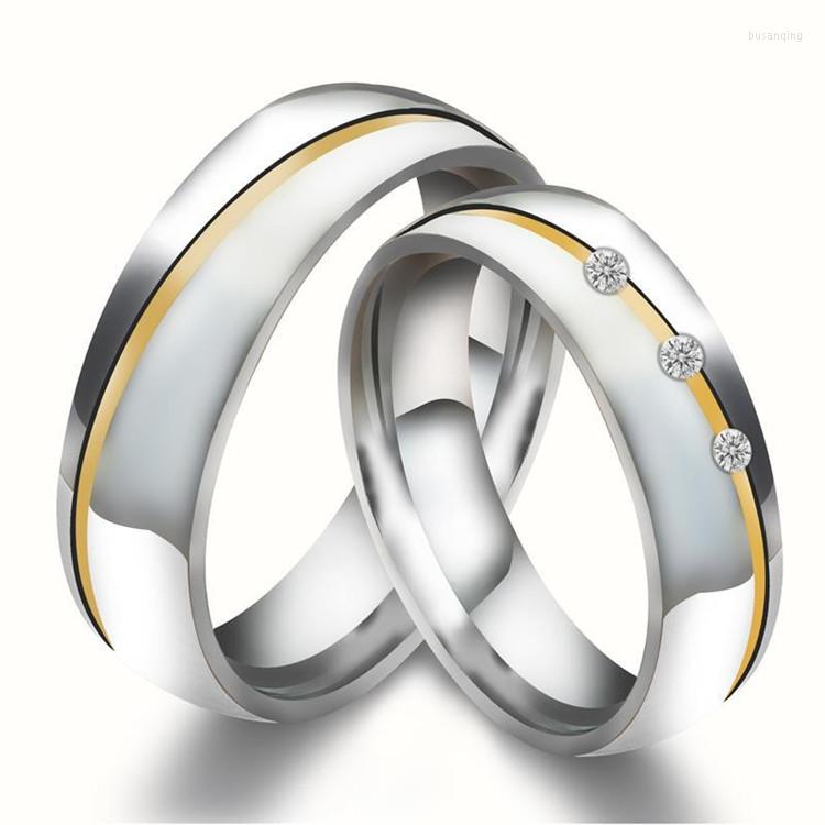 

Wedding Rings Wholesale Couple Stainless Steel Pair Ring Gold-plated Wire Diamond Jewelry