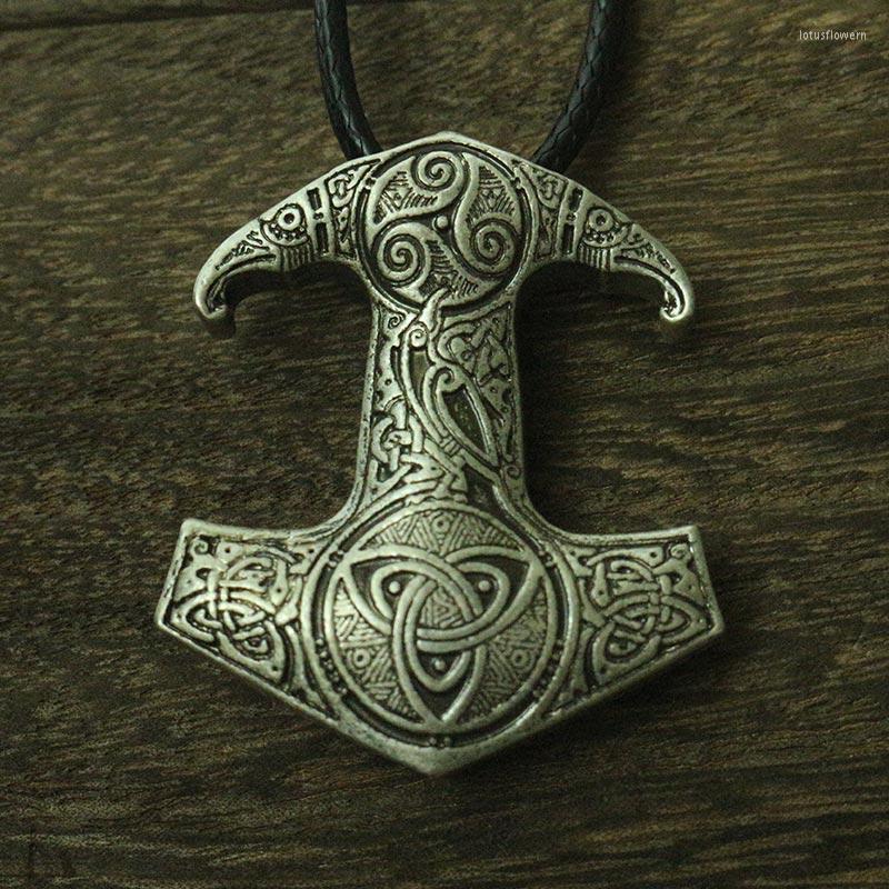 

Pendant Necklaces Lanseis 10pcs Viking Raven Nordic Pagan Men Necklace Raven's Mjolnir Hammer Jewelry