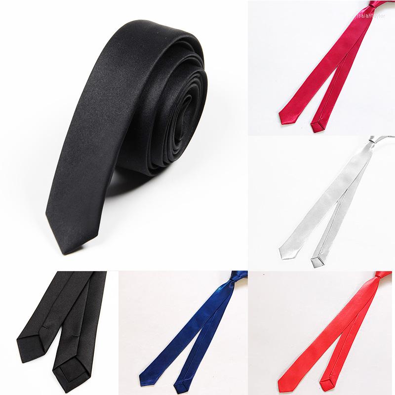 

Bow Ties Super Slim Tie 3cm Satin Red Yellow Black Solid Handmade Fashion Men Skinny Narrow Necktie For Wedding Party