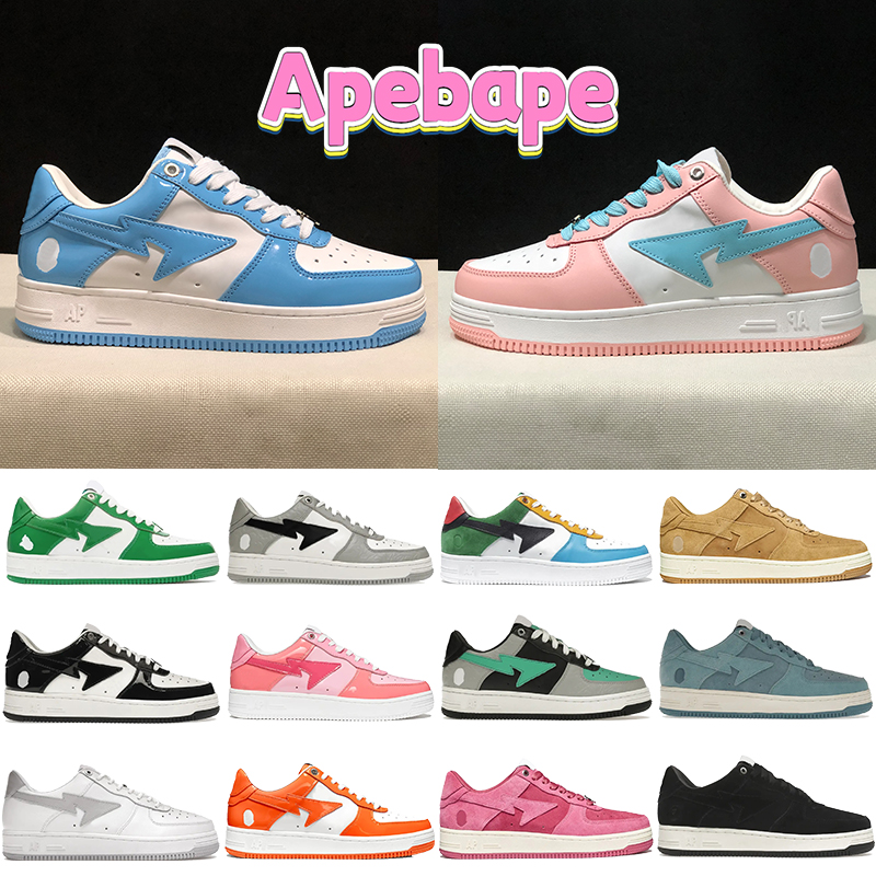 

Top quality Bapesta Sta Low running shoes Nigo Patent Leather Blue black White ABC Camo Green beige suede JJJJound Tokyo apes men women designer sneakers trainers, Sw