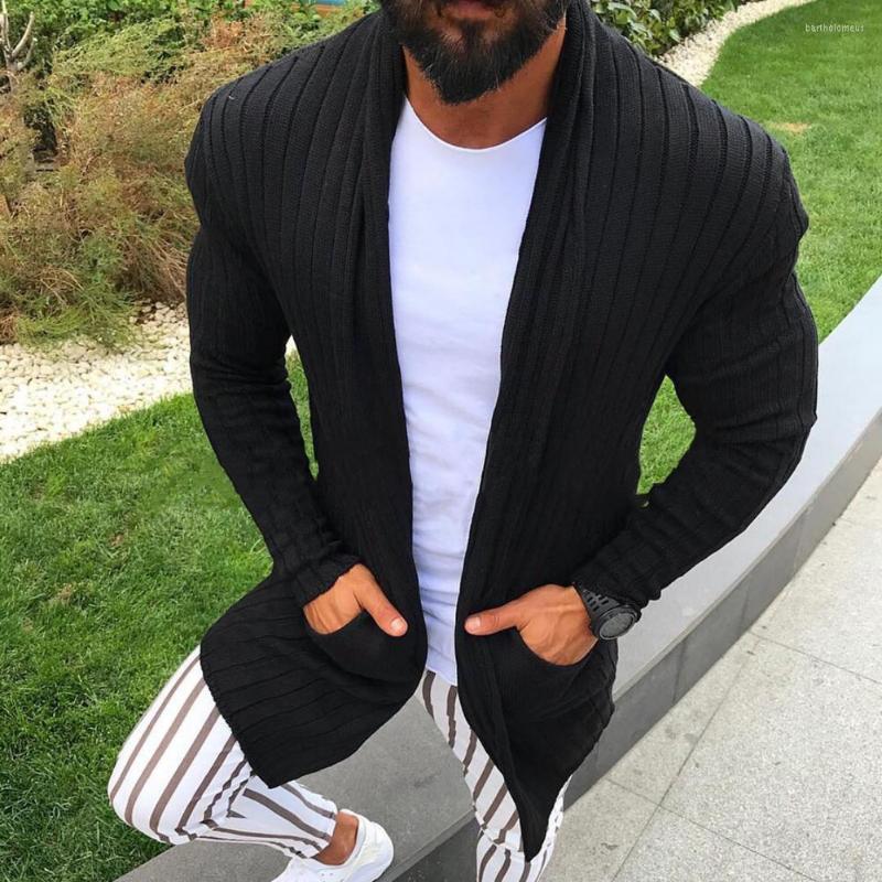 

Men's Sweaters Cardigan Coat Great Lapel Men Sweater Elastic Simple Winter, White